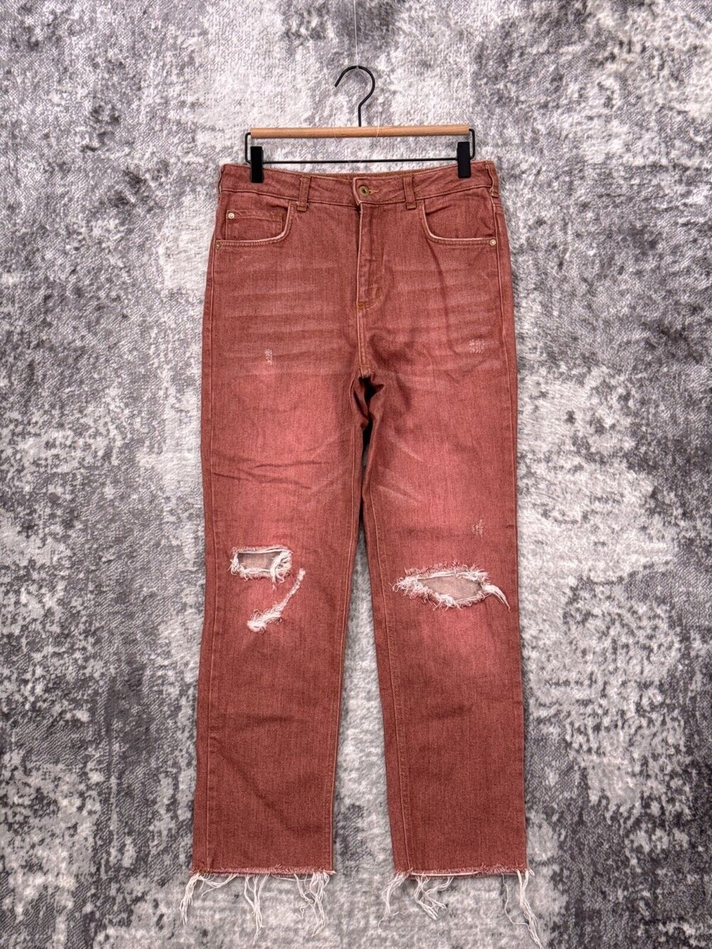 Anthropologie Jeans 29 Womens Pilcro Vintage Straight Washed Pink Distress